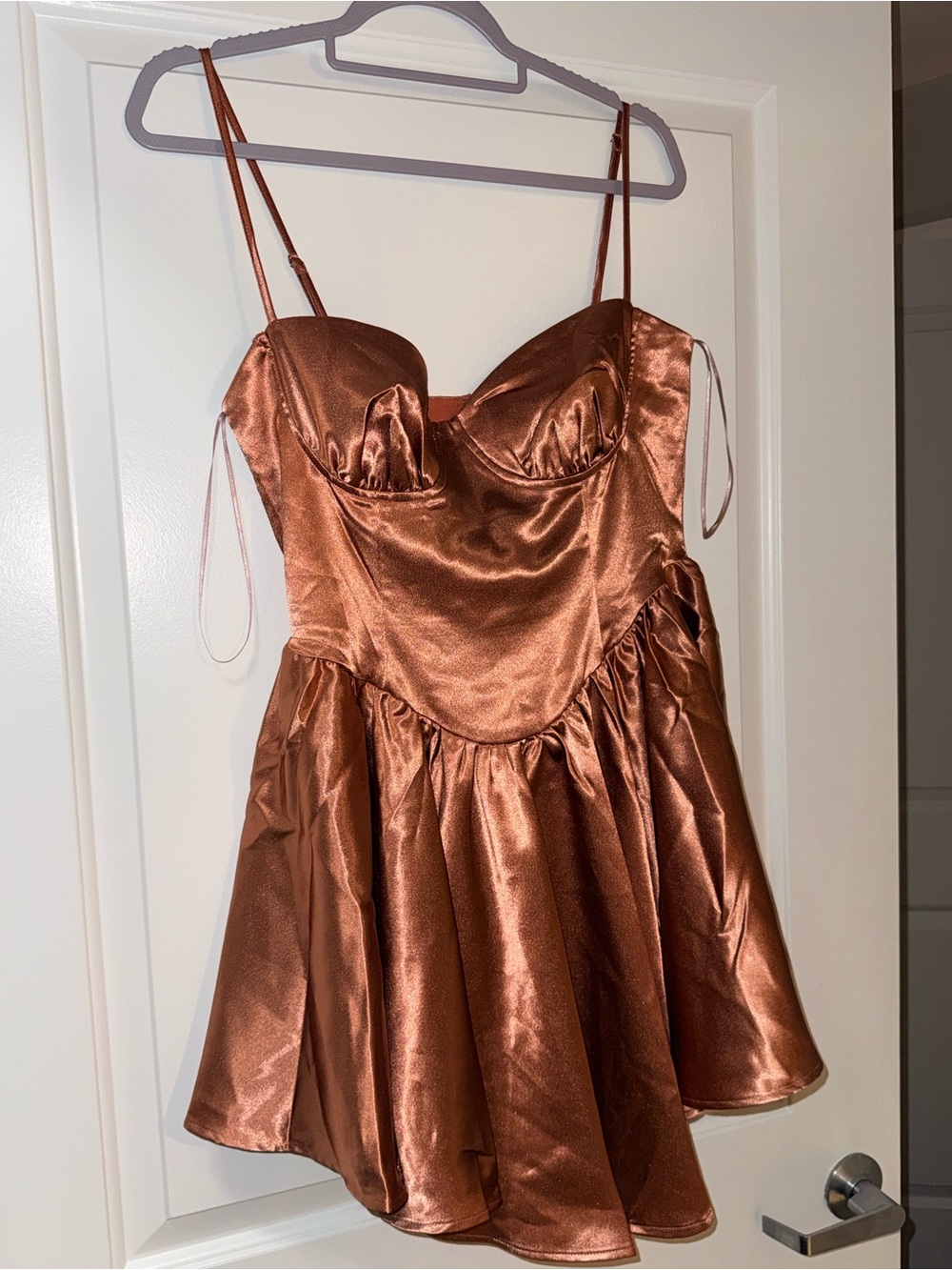 Fashion Nova Copper Satin Mini Dress